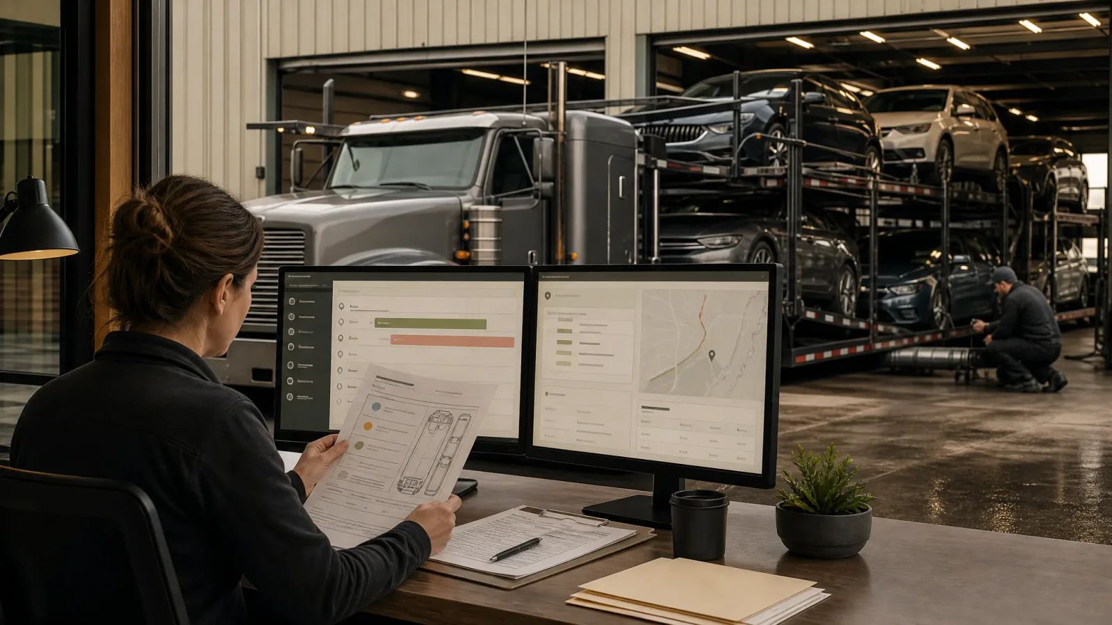 Car hauler roadside inspection response workflow with dispatch hold, repair review, and release documentation